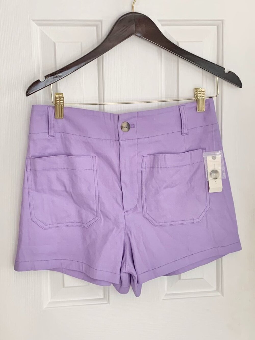 NWT Anthro Maeve The Colette Shorts in Linen Blend, Violet Purple, Size 28